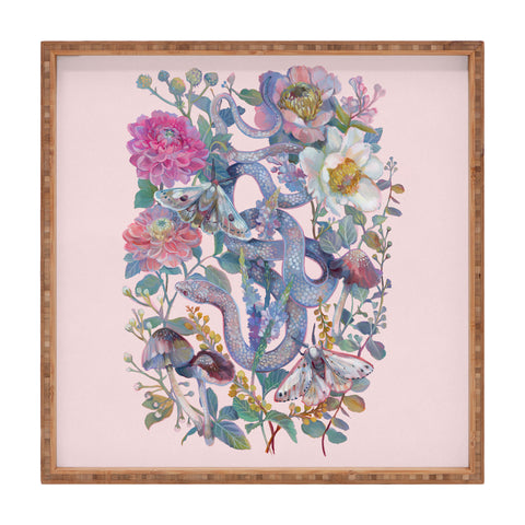 Clara McAllister Pink Floral Snake Square Tray