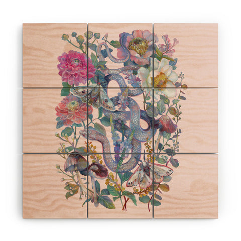 Clara McAllister Pink Floral Snake Wood Wall Mural