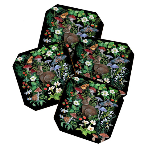 Clara McAllister Rabbit Garden Mushroom Coaster Set