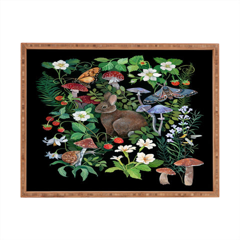 Clara McAllister Rabbit Garden Mushroom Rectangular Tray