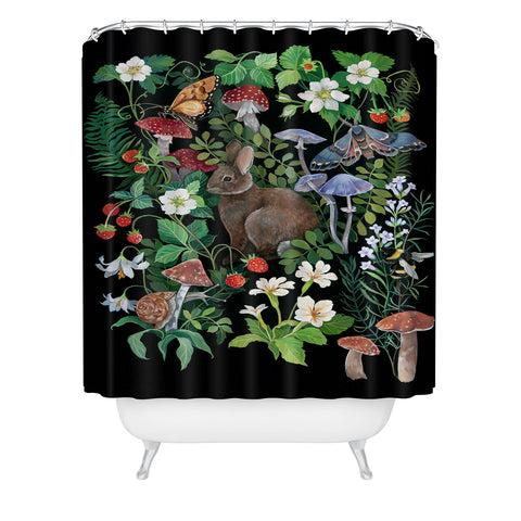 Clara McAllister Rabbit Garden Mushroom Shower Curtain