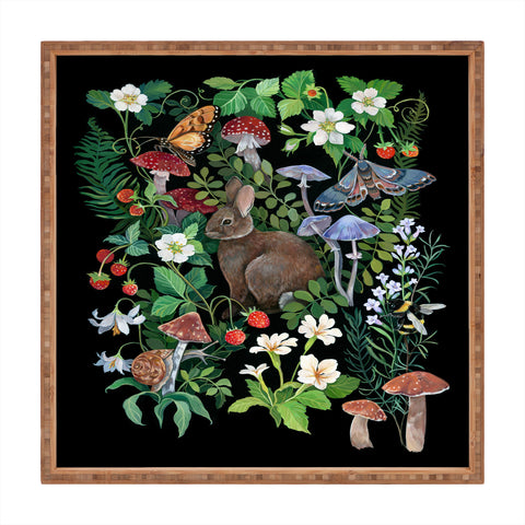 Clara McAllister Rabbit Garden Mushroom Square Tray