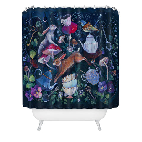 Clara McAllister Rabbits Magic Tea time Shower Curtain