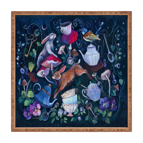 Clara McAllister Rabbits Magic Tea time Square Tray