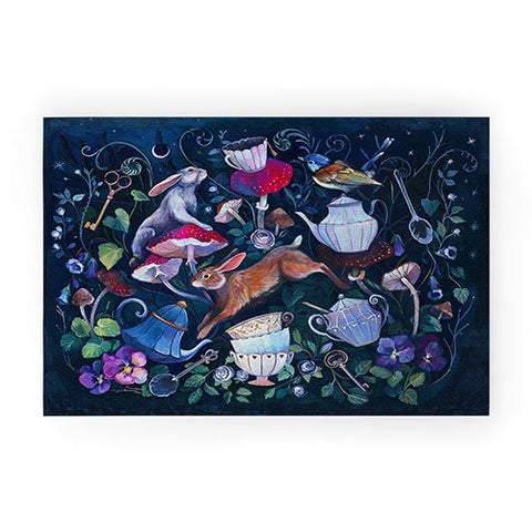 Clara McAllister Rabbits Magic Tea time Welcome Mat