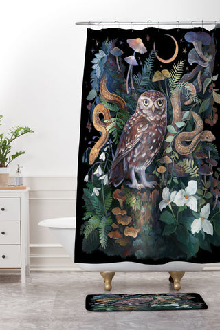 Clara McAllister Snakes and Owl Shower Curtain And Mat