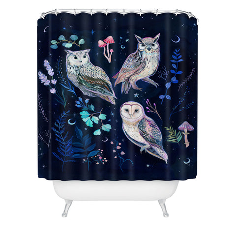 Clara McAllister Star Owls Shower Curtain