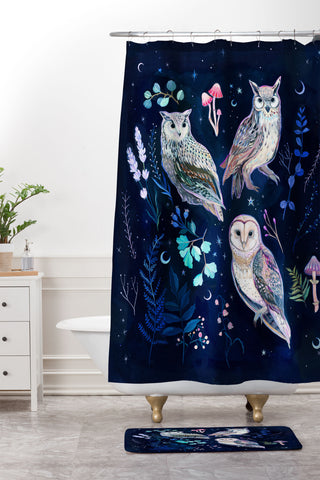 Clara McAllister Star Owls Shower Curtain And Mat