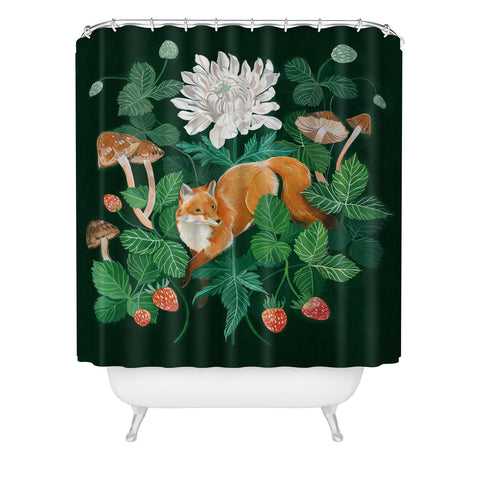 Clara McAllister Strawberry Fox Shower Curtain
