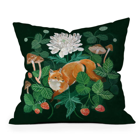 Clara McAllister Strawberry Fox Outdoor Throw Pillow