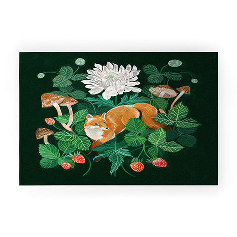 Clara McAllister Strawberry Fox Welcome Mat