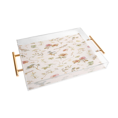 Clara McAllister Watercolor Pansies print Acrylic Tray