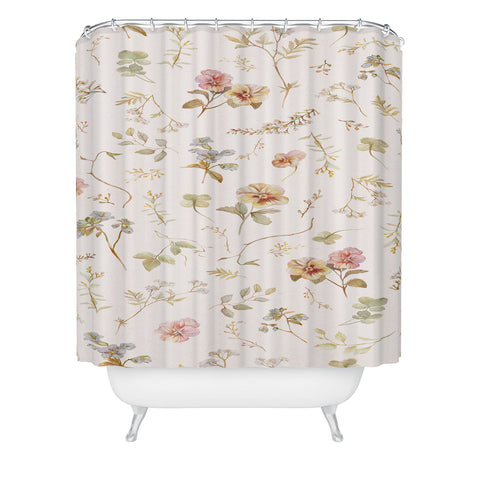 Clara McAllister Watercolor Pansies print Shower Curtain