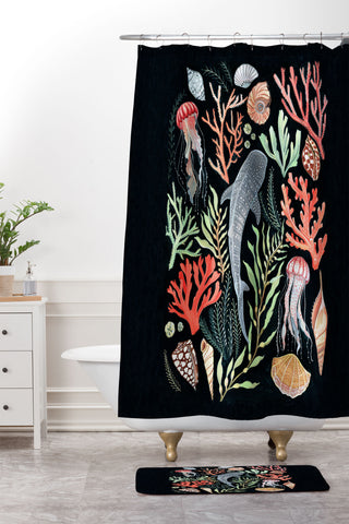 Clara McAllister Whale Shark Shells Shower Curtain And Mat