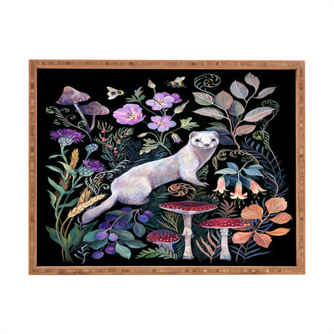 Clara McAllister White ermine mushroom garden Rectangular Tray