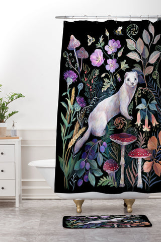 Clara McAllister White ermine mushroom garden Shower Curtain And Mat