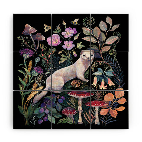 Clara McAllister White ermine mushroom garden Wood Wall Mural