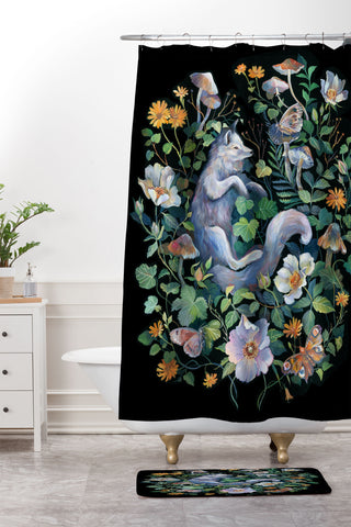 Clara McAllister White Fox Shower Curtain And Mat