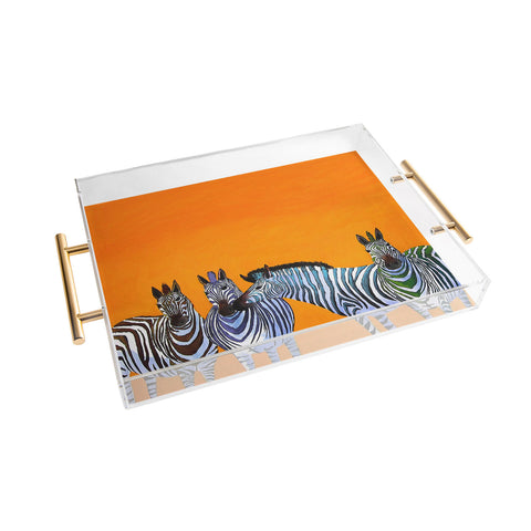 Clara Nilles Candy Stripe Zebras Acrylic Tray
