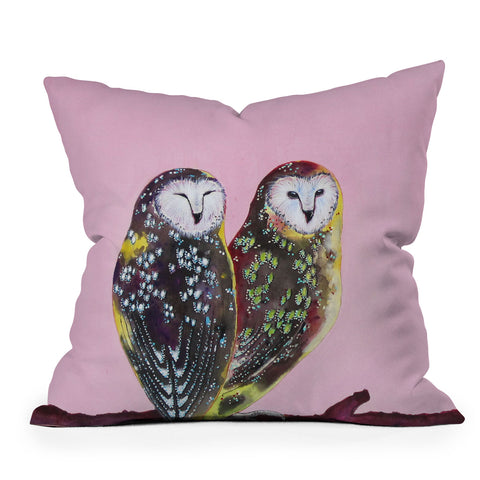 Clara Nilles Chocolate Mint Chip Owls Outdoor Throw Pillow