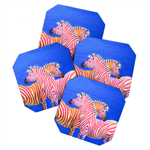 Clara Nilles Diva Zebras On Royal Sapphire Coaster Set