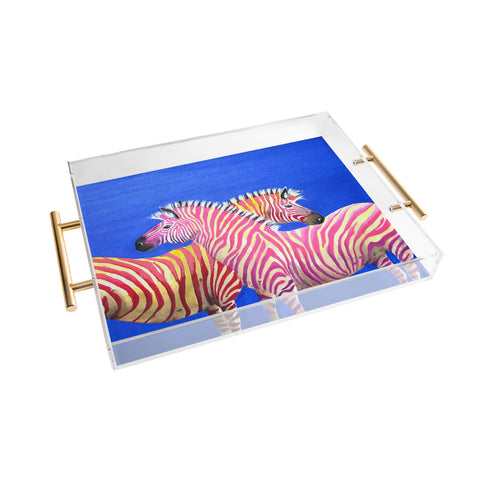 Clara Nilles Diva Zebras On Royal Sapphire Acrylic Tray