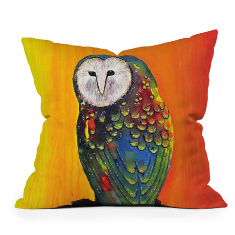 Clara Nilles Glowing Owl On Sunset Outdoor Throw Pillow