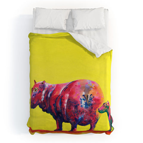 Clara Nilles Habanero Hippopotamus On Lemon Meringue Duvet Cover