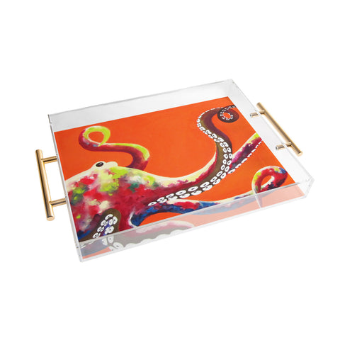 Clara Nilles Jeweled Octopus On Tangerine Acrylic Tray