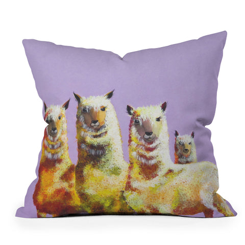 Clara Nilles Lemon Llamas On Lavender Outdoor Throw Pillow
