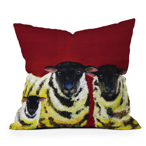 Clara Nilles Lemon Spongecake Sheep Outdoor Throw Pillow