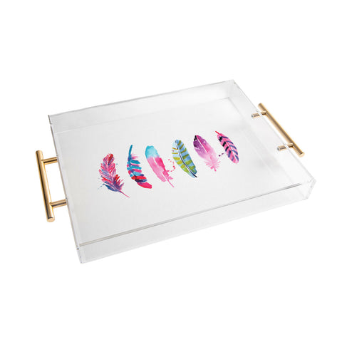 CMYKaren Watercolor Feathers Acrylic Tray