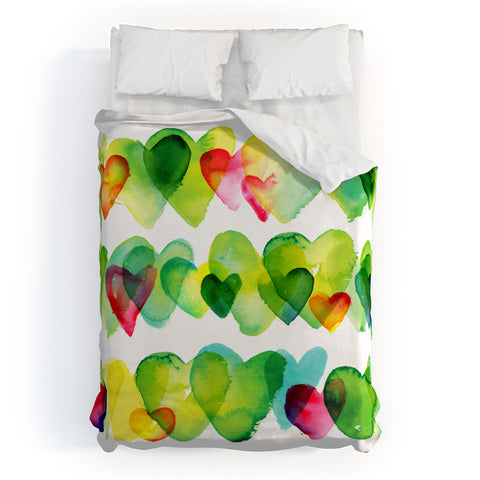 CMYKaren Watercolor Hearts Duvet Cover
