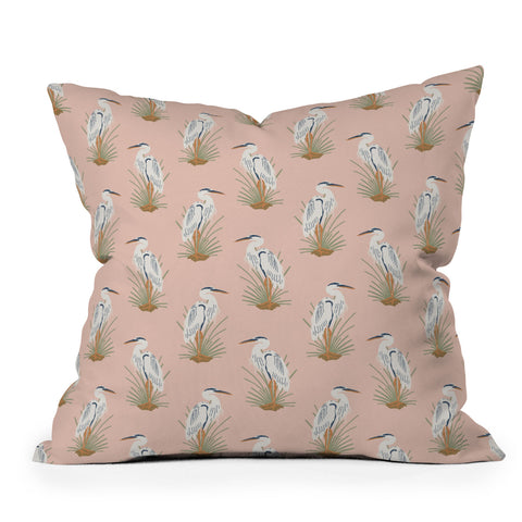 CoastL Studio Crane Peach Outdoor Throw Pillow