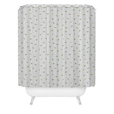 CoastL Studio Hand Drawn Holly Stripe Shower Curtain