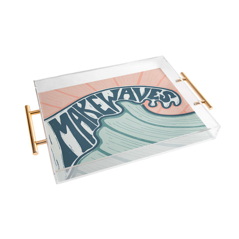 CoastL Studio Make Waves Linocut Acrylic Tray