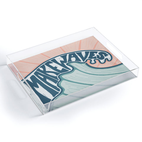 CoastL Studio Make Waves Linocut Acrylic Tray