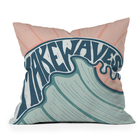 CoastL Studio Make Waves Linocut Throw Pillow