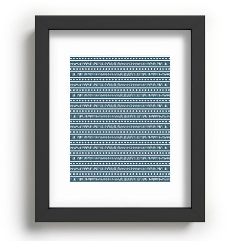 CoastL Studio Modern Boho Mudcloth Ocean Blue Recessed Framing Rectangle