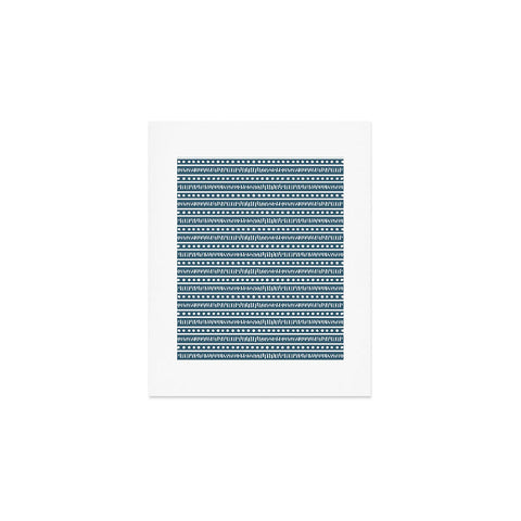 CoastL Studio Modern Boho Mudcloth Ocean Blue Art Print