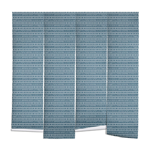 CoastL Studio Modern Boho Mudcloth Ocean Blue Wall Mural