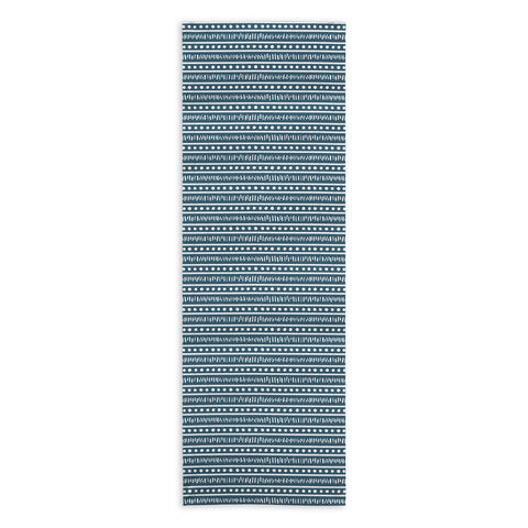 CoastL Studio Modern Boho Mudcloth Ocean Blue Yoga Towel
