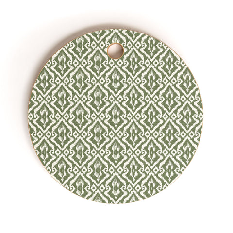 CoastL Studio Modern Ikat Lush Green Cutting Board Round