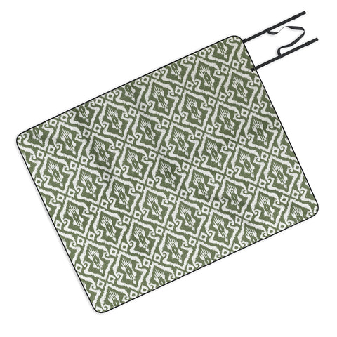 CoastL Studio Modern Ikat Lush Green Picnic Blanket