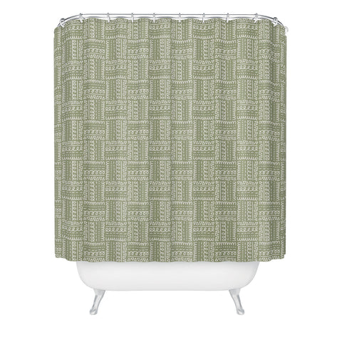 CoastL Studio Mudcloth Doodle Squares Lush Shower Curtain