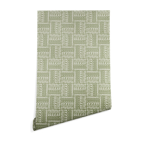 CoastL Studio Mudcloth Doodle Squares Lush Wallpaper