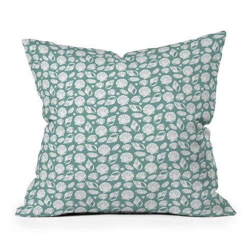 CoastL Studio Shells Teal Outdoor Throw Pillow