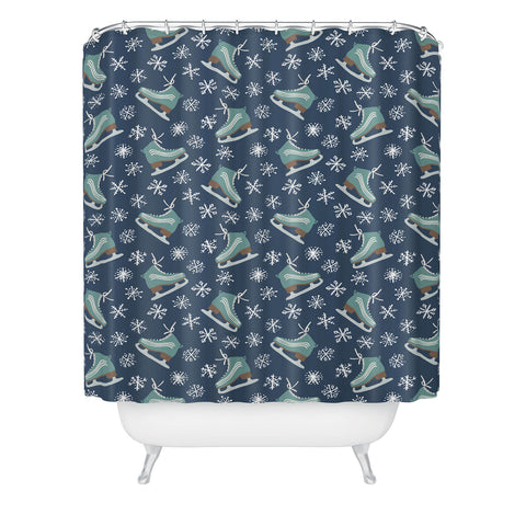 CoastL Studio Snowy Ice Skates Shower Curtain