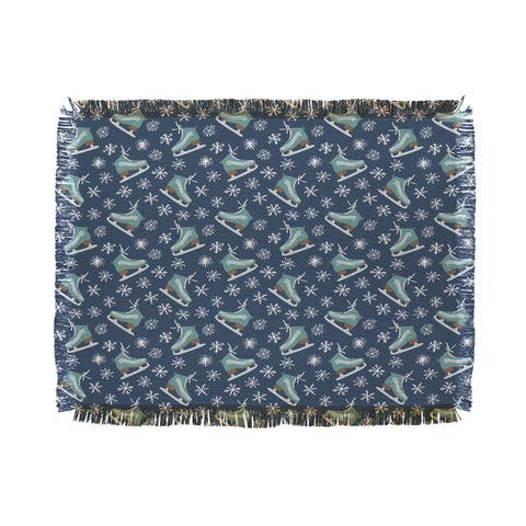 CoastL Studio Snowy Ice Skates Throw Blanket