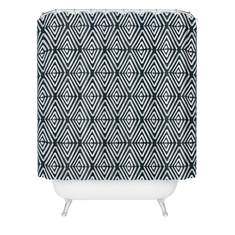 CoastL Studio Stacked Arrows Navy and White Shower Curtain